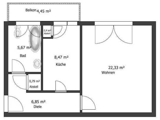 Schöne und gepflegte 1,5-Raum-Wohnung mit Balkon in Oberhausen