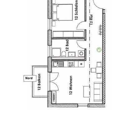 Schöne, helle 1,5 Zimmer Wohnung mit Nordbalkon