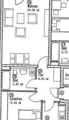 Große 2-Zimmer-Wohnung mit Balkon und Einbauküche in Schwabing, München