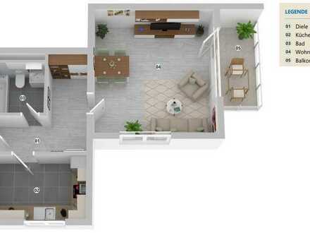 Tolle 1 Zimmer Wohnung mit Einbauküche und Balkon in ruhiger Lage