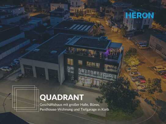 QUADRANT - Geschäftshaus mit großer Halle, Büros, Penthouse-Wohnung und Tiefgarage in Korb
