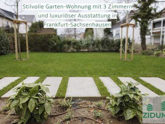 Stilvolle Garten-Wohnung mit 3 Zimmern und luxuriöser Ausstattung in Frankfurt-Sachsenhausen