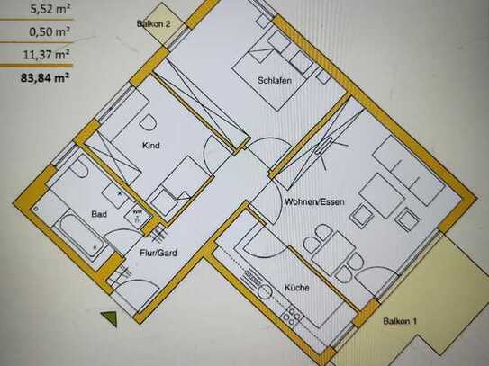 Geschmackvolle 3-Raum-Wohnung mit gehobener Innenausstattung mit Balkon und EBK in Würzburg Lengfeld