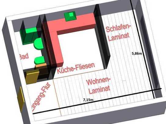 Vollständig renovierte 1,5-Zimmer-Wohnung in Zell unter Aichelberg