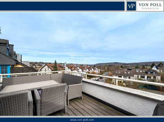 Wie ein eigenes Haus! Großzügige Maisonette mit Fernblick, Dachterrasse, Kamin, EBK, Garage u.v.m.