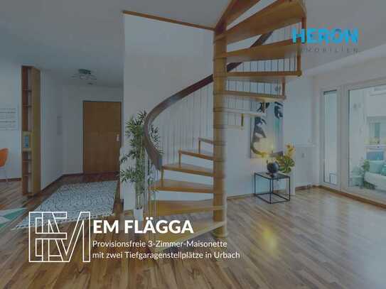 Em Flägga - Provisionsfreie 3-Zimmer-Maisonette mit zwei Tiefgaragenstellplätze in Urbach