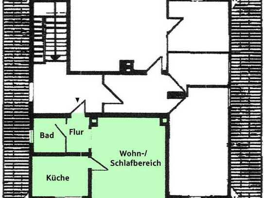 Neuwertige 1-Zimmer-Dachgeschosswohnung mit Einbauküche in Innenstadtnähe