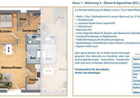 2,5-Zimmer-Wohnung mit Balkon und 73 m² Wohnfläche!