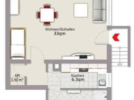 Preiswerte, geräumige und modernisierte 1-Zimmer-Wohnung mit EBK in Bensheim