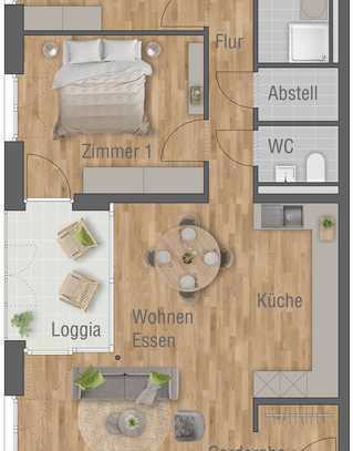 Schöne 3-Zimmer-Wohnung mit Loggia