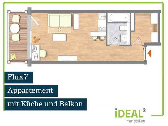 flux7 - teilmöbliertes Apartment mit Einbauküche und Balkon