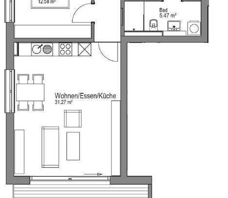 2-Zimmer-Wohnung | Obergeschoss | barrierefrei mit Aufzug | überdachter Balkon | Tiefgarage | NEUBAU