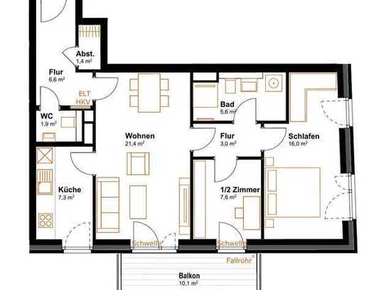 Geschmackvolle 3-Raum-Wohnung mit gehobener Innenausstattung mit Einbauküche in Bad Oldesloe