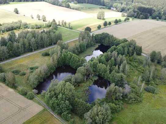 1 ha Freizeitgrundstück mit zwei Teichen und Fischerhütte