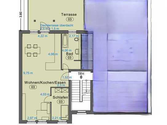 Lichtdurchflutete 2-Zimmer-Dachterrassenwohnung mit EBK in Fürth