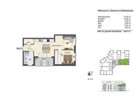 2-Zimmer-Wohnung mit Balkon, Eichenparkett, Miele-Geräte, TG-Stellplatz, Erstbezug