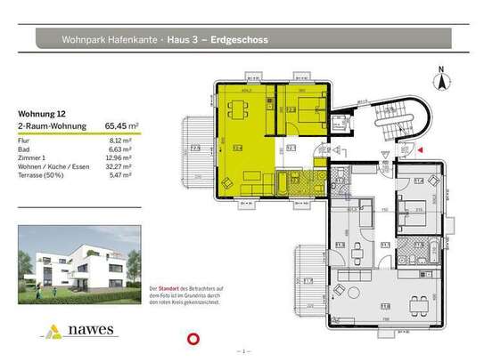 2-Zimmer Erdgeschosswohnung mit Gartenanteil und Terrasse, exklusiv am Stadthafen gelegen.