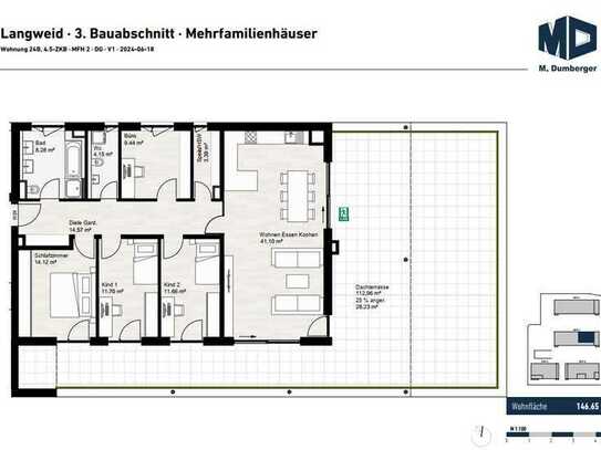 Luxuriöses geräumiges Penthaus in ruhiger Lage