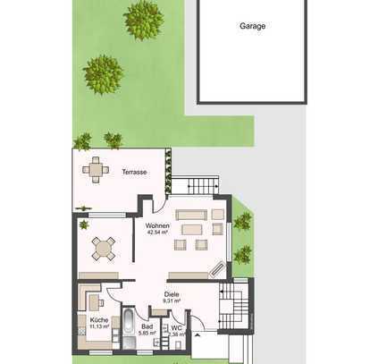 Erstbezug nach Sanierung mit Garten und EBK: Stilvolle 2-Zimmer-Terrassenwohnung