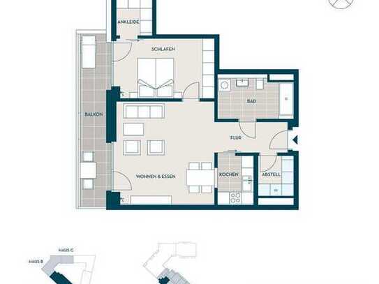 (-vorerst- Vollmöblierte) 2-Zimmer-Wohnung (Baujahr 2021) mit Balkon, Stellplatz und Einbauküche