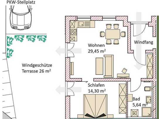 Exklusive, moderne 2-Raum-WellnessTerassenwohnung in Freising (Kreis), Attenkirchen / Zweitbezug