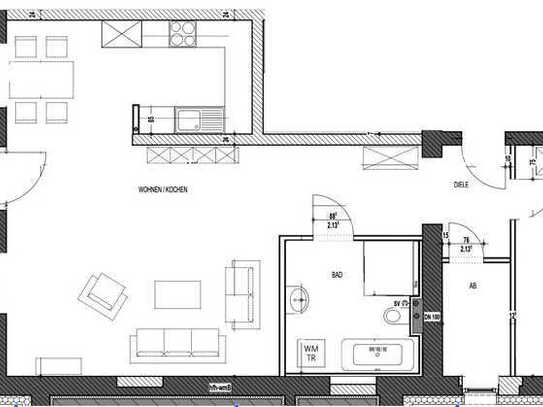 Großzügige Zwei-Raum Wohnung mit großer Terasse