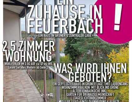 2,5 Zimmer Wohnung in Stgt-Feuerbach - In grüner und ruhiger Lage (Erbbau !)