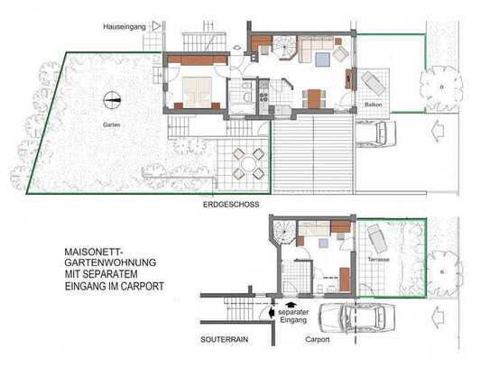 Bezugsfreie Maisonette Wohnung mit Carport