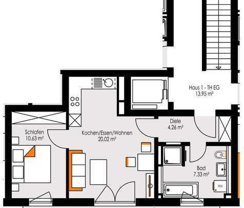 NEUBAU!Klein aber fein auf 50 qm! Kapitalanlage! 2-Zi-Wohnung im EG! EFFIZIENZHAUS 55! Whg-Nr. 2