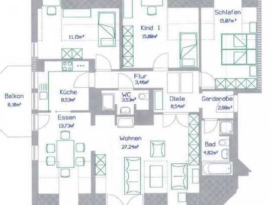 Stilvolle 4-Raum-DG-Wohnung mit 2 Balkonen in München Bogenhausen