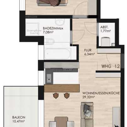 KfW 40 förderfähig WHG 12: Moderne Zweizimmer-Wohnung mit Balkon im begehrten Braunschweig-Papenkamp