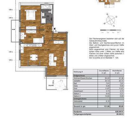 NEUBAU + 3 - Zi.- Dachgeschosswohnung mit Klimaanlage und 2 Balkonen