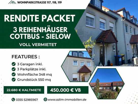 Rendite Packet I 3 Reihenhäuser inkl. 3 Garagen und 3 Parkplätze I Voll Vermietet I JKM. 22680 EUR