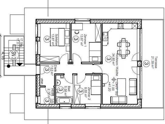 Geschmackvolle 4-Raum-Penthouse-Wohnung mit lux. Innenausstattung mit EBK