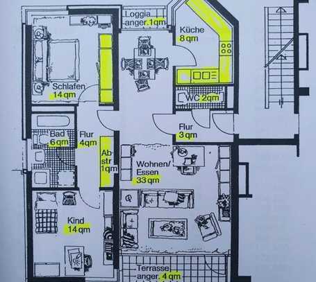 Erdgeschoss 3-Raum-Wohnung mit Terrasse und Einbauküche in Winsen