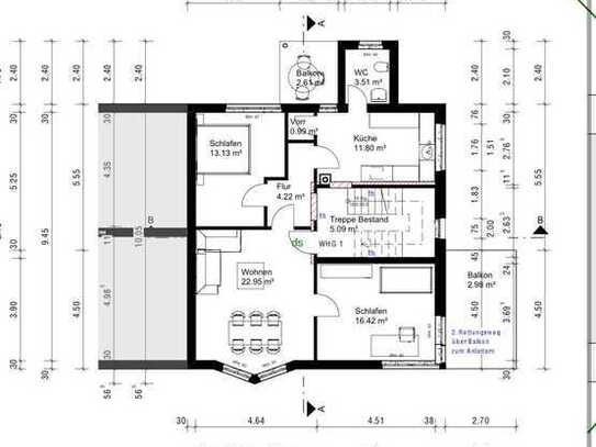 Modernisierte 3-Raum-Wohnung mit Balkon in Preußisch