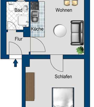 Flingern: gemütliche 1-Zimmer-Wohnung mir separater Küche und Balkon