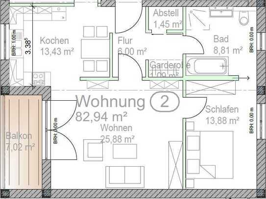 3 Zimmer Wohnung in Lengfeld mit Balkon