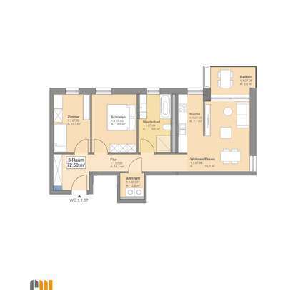 3 - Raum - Wohnung im Neubau Lutherstraße