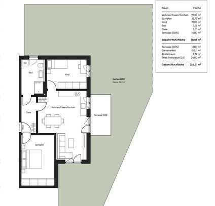 Neubau: Moderne 3-Zimmer-Wohnung mit Garten