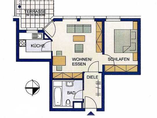 Schöne und gepflegte 2-Zimmer-Terrassenwohnung mit Garten