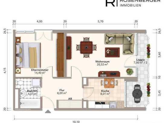 Leerstehende 2,5-Zimmerwohnung mit Alpenblick