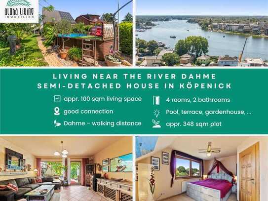 Living close to the river: Stylish semi-detached house with many extras, pool & garden oasis