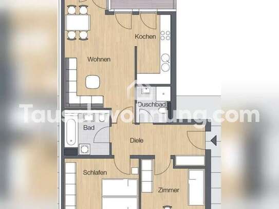 Tauschwohnung: Zentrale, ruhige und helle 3 Zimmerwohnung mit Balkon