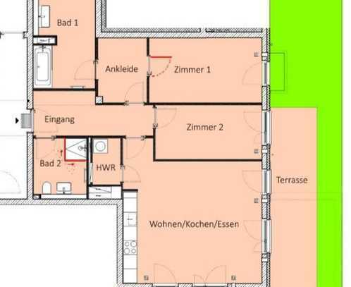 Stilvolle, neuwertige 3-Raum-EG-Wohnung mit geh. Innenausstattung mit Balkon und EBK