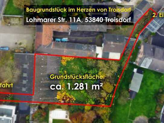 ✅ BAUGRUNDSTÜCK 💎 1.281 m² in bester Troisdorfer Lage: Zentral, flexibel, renditestark