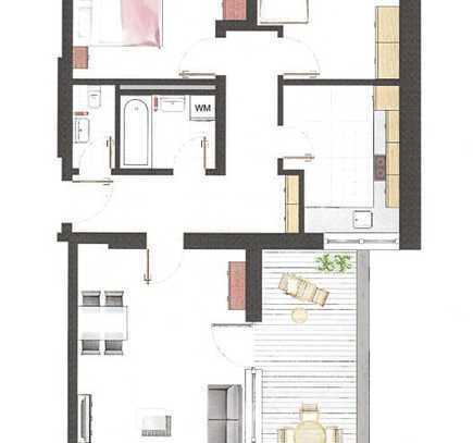 Neu renovierte 3-Zimmer-Wohnung mit Terrasse