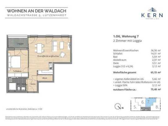 SENIORENGERECHT! 2-Zimmer-Neubauwohnung in Zentrumslage (Wohnung 7, 1.OG)