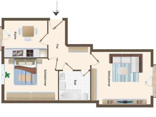 Exklusive, gepflegte 2-Zimmer-Wohnung mit Einbauküche in Stuttgart