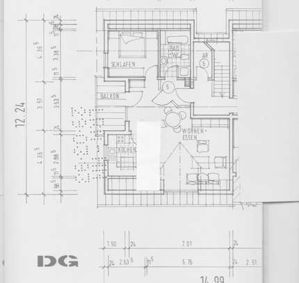 Gepflegte 2-Raum-DG-Wohnung mit Balkon und Einbauküche in Brackenheim